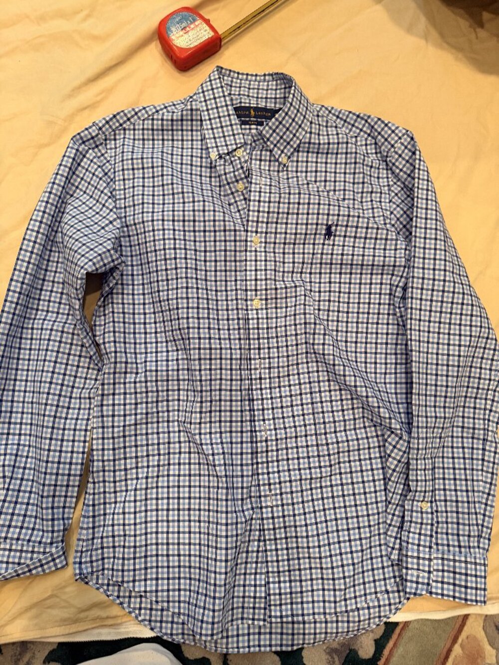 Ralph Lauren Slim Fit Blue Gingham Button-Down Shirt M